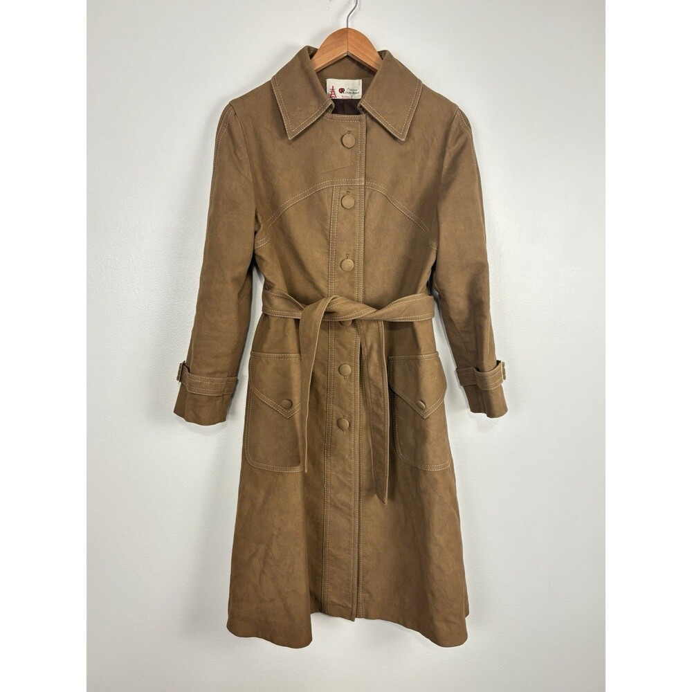 VTG 70s Saks Fifth Avenue Debbie Robert France Faux Suede Belted Jacket Brown - Picture 13 of 13